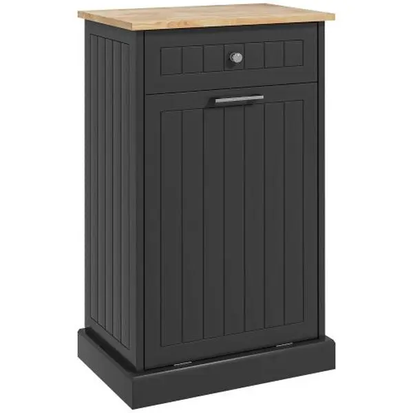Bellemave Durable Oak Top MDF Wood Free-Standing Kitchen Tilt-Out Trash Bin Cabinet - Garbage Cans for Kitchen with Tiltable Door, Anti-Tip Safe Drawer, Under-Counter Recycling Holder for Family Organization, Trash Can Kitchen