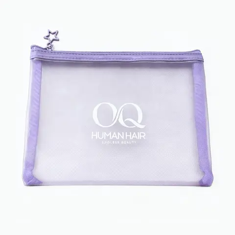 OQ HAIR Mesh Zipper Pouch Bag 1 Count Lightweight