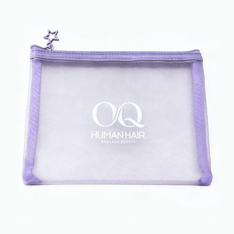 OQ HAIR Mesh Zipper Pouch Bag 1 Count Lightweight