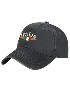 Eetro Distressed Italy Flag Baseball Hat Gold Star & Wing Emblem Dad Cap for Men Women Casual Sports Statement Piece