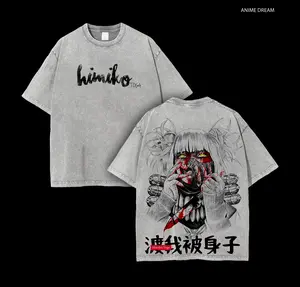 Toga Himiko My Hero Academia Anime Double Printed Vintage Washed Tee Unisex Oversize Anime Manga Washed Heavyweight Cotton T-shirt