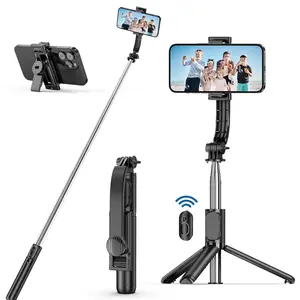 42" Extendable Selfie Stick Tripod, 360° Rotation Phone Tripod with Wireless Remote, Portable Selfie Stick for Photograph Live Streaming Video Recording, Phone Holder Compatible with Most Cell Phones
