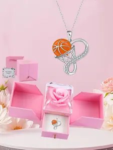 Elegant Gift Box Basketball Heart Infinity Symbol Necklace, Fashion Simple Design, Ideal Gift for Basketball Lovers, Daily Wear Jewelry