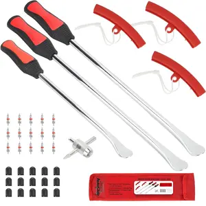 38PCS Tire Spoons Tool Set, Premium Tire Irons Tire Changing Kit with 14.5" & 11.5" Levers for Motorcycle, Dirt Bike & Lawn Mower, Including Rim Protectors, Valve Tools & Complete Accessories