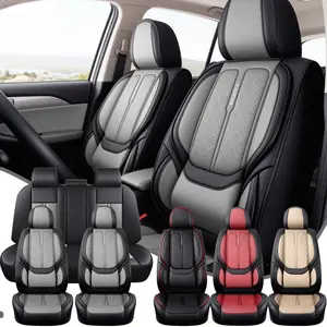 Fit For Toyota Tacoma/ 4Runner/ RAV4 /Honda /Hyundai/Elantra/Tucson/Sonata/Accent 5-Seater Car Seat Covers Full Set,Nappa Leather Breathable Front Back Rear Seat Cushion,Car Seat Protector With Removable Headrest,Universal Fit For Most Cars