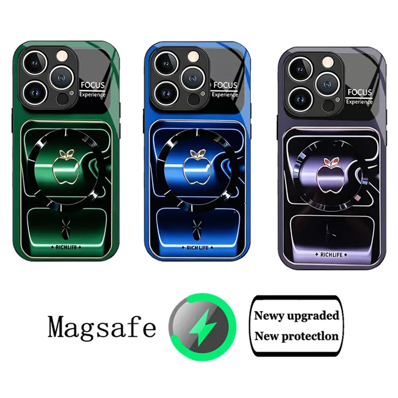 Personalized Custom Pattern MagSafe iPhone Case High-end Aesthetic Magnetic Tempered Glass Phone Case Full Camera Lens Protection Shockproof Anti-Fall Hard Cover Compatible with iPhone 12-17 Pro Max 16 Plus, Casing, Accessories