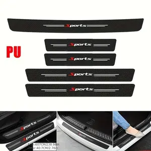 Car Accessories For Chevrolet Equinox Silverado 1500 Colorado Trax Corvette Malibu Tahoe Suburban Leather Door Sill Strip Car Essentials Anti-Scratch Threshold Guard Scuff Plates Protector 5pcs Auto Parts