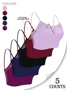 Boho Chic Women's Bras - Openwork Design, Breathable Seamless Adjustable Straps, Summer Wear, Push-Up Minimizer Bras, 5 Pack Value Set