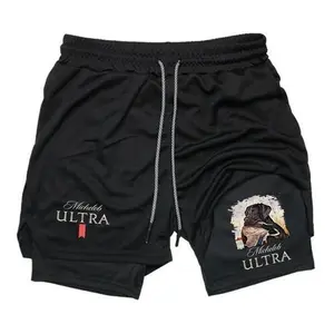 Mens Cross Print Sports Shorts 2-in-1 Active Shorts – Breathable, Stretchy & Comfortable Gym Shorts for Men & Women, Perfect for Fitness & Casual Wear