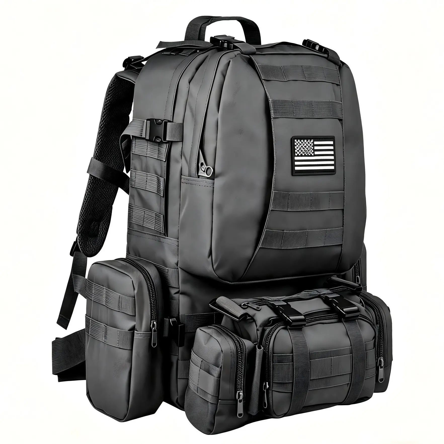 CVLIFE 60L Large Tactical Molle Backpack with Detachable Pouch, Hiking Daypack with Waist Belt, Bug Out Bag, 3 Day Assault Pack