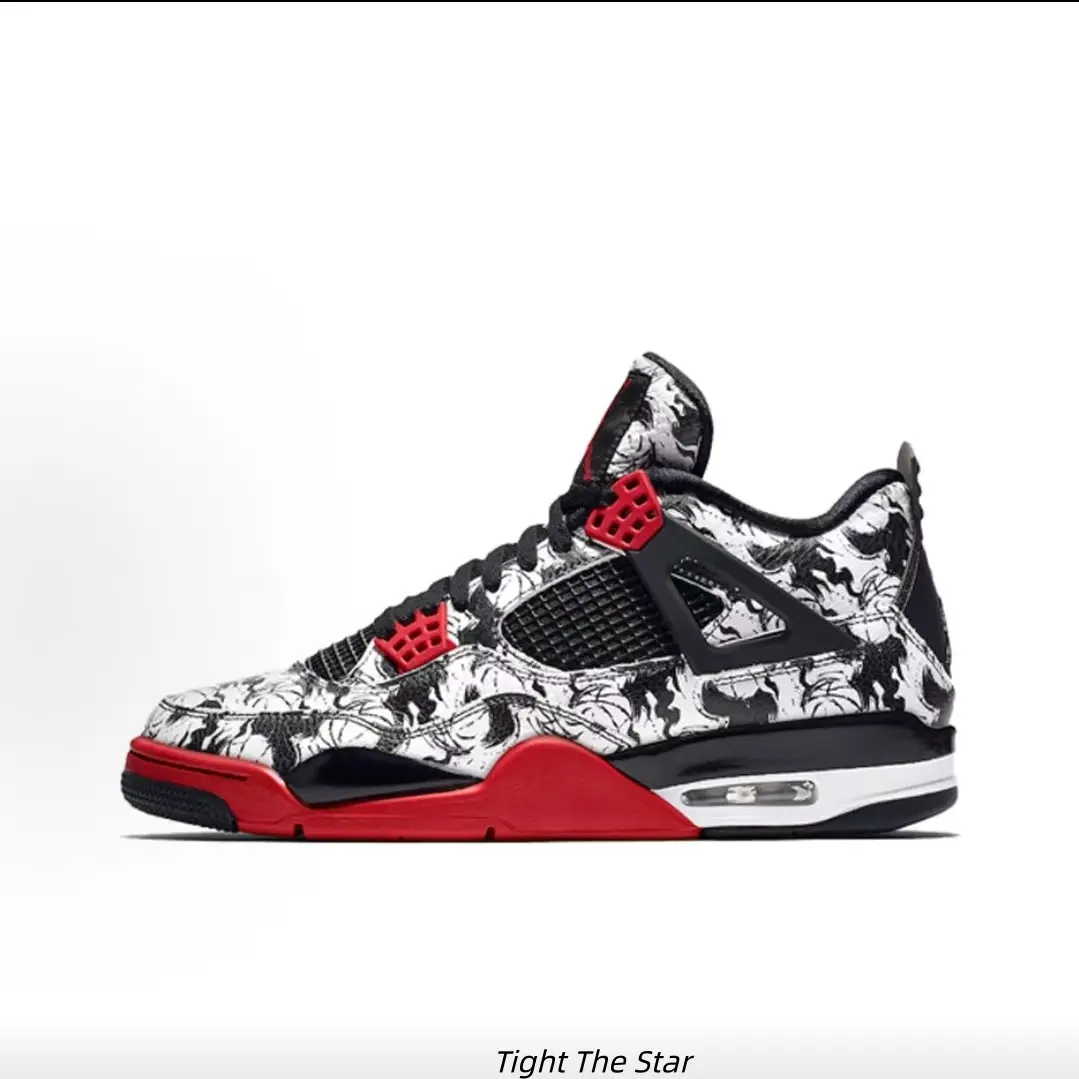 Eye-Catching Monochrome Printed Mid Sneakers With Red Trim | Ideal For Streetwear Fits