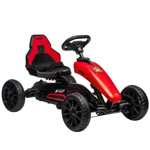 "3-8 years’ outdoor obsession!  Red pedal go kart with swing axle, adjustable seat + handbrake. 4 shock-absorbing wheels—boys & girls pedal, play, repeat. Grab now! "