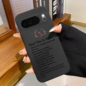 Rounded Edge Phone Case for Google Pixel 10 9 8 7 Pro A XL Jesus Devotion Poem Pattern Full Body Protection Shockproof Soft Liquid Silicone Cover Cellphone Protective