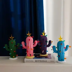 Creative New Resin Cactus Decoration with Light, Home Desktop Decor, Unique Atmosphere Design, Perfect for Modern Interiors