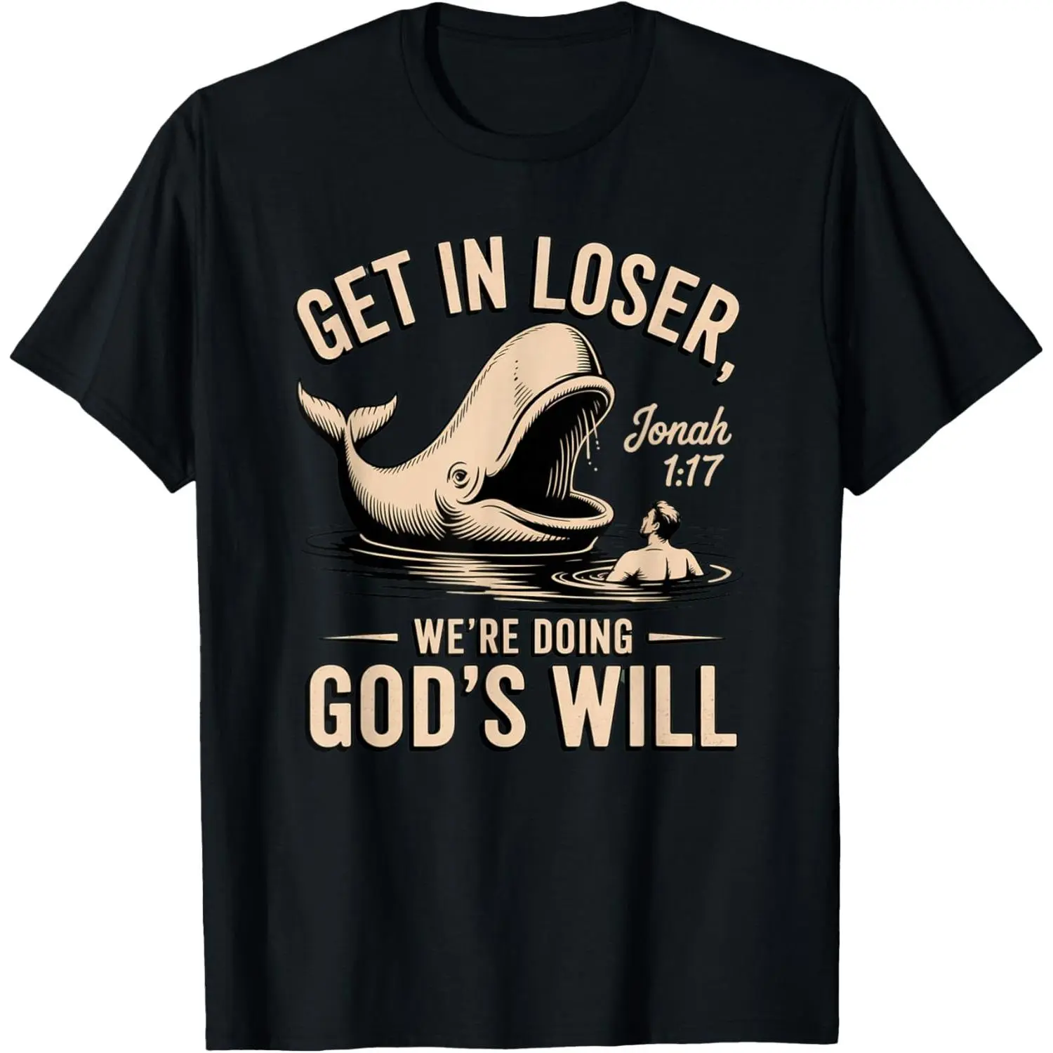 Jonah 1:17 Funny Whale Bible Verse Design T-Shirt