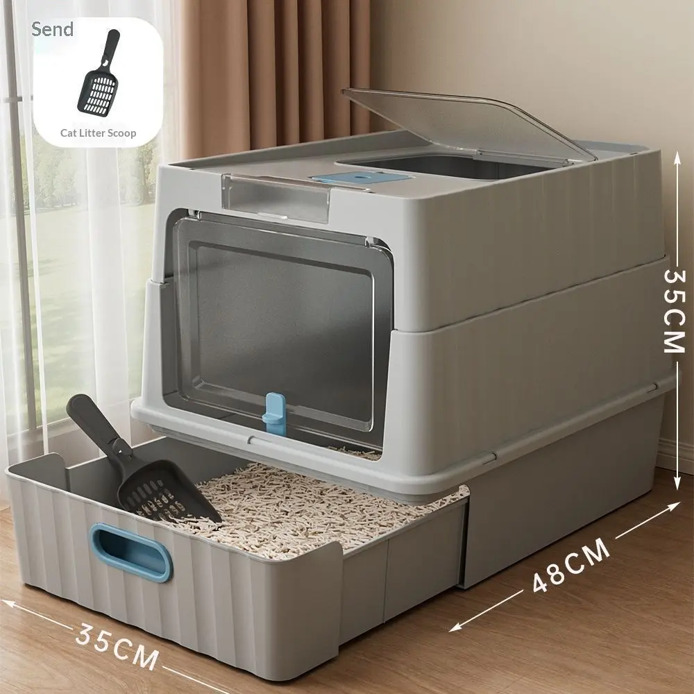 Dual-Entry Drawer Cat Litter Box – Jumbo Fully Enclosed Cat Toilet with Dual-Entry Access, Anti-Splash & Odor Control for Large Cats & Multi-Cat Homes