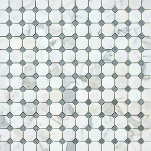 Calacatta Gold & Gray Octagon 12x12 Polished/Honed Marble Mosaic Tile Sample