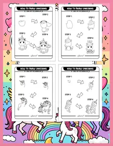 How to Draw Unicorns Step by Step Super Easy Art Tutorial for Kids Beginners & Kawaii Art Lovers US Letter 62 Pages Glossy Cover