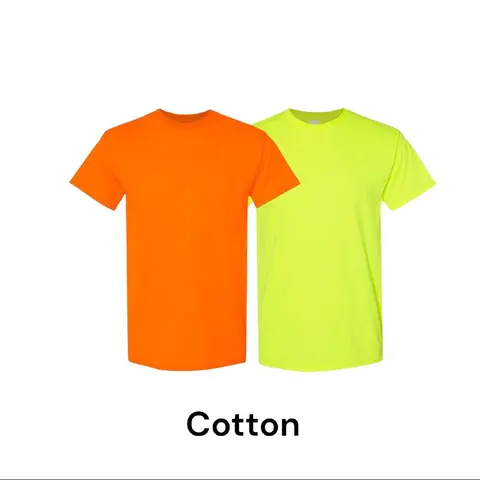 Short Sleeve 50/50 Cotton Crew Neck Short-Sleeve High Vis Work Safety Top - Soft, Stylish, Versatile Tee for Casual Outings, Short Sleeves for Easy Movement, Outdoor Home Improvement Tasks