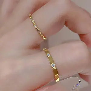 2pcs Women Ring, Minimalist 18k Gold Plated Stainless Steel & CZ Stackable Ring, Classy Shining Ring, Idea For Women, Daily Wear, Party, Mother's Day