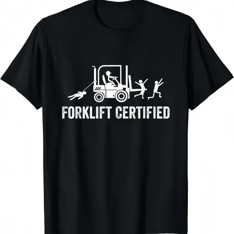 Men's Fitted Casual Round Neck Short-Sleeve Cotton T-Shirt - Funny Chicken Forklift Certified Operator Graphic, Lightweight Summer Outdoor Top, Mens Gift for Him to Pair with Jeans, Mens Gifts, Gifts For Him
