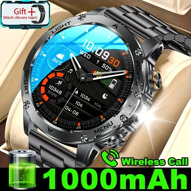 Men's Smart Watch with LED Screen, 5.1cm HD Display, 1000mah Battery, Waterproof Fitness Tracker, Bluetooth-compatible, Smartwatch with Pedometer, Perfect Gift for Men, HD Screen Smartwatch