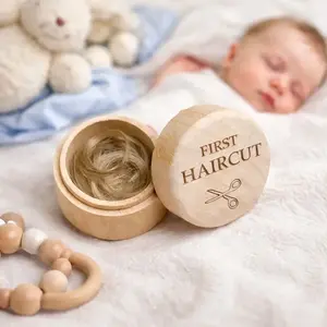 Original Wood Fetal Hair Keepsake Box • Perfect Gift for New Parents • Portable Hair Memento Storage Box • Preserves First Memories • Made of Natural Beech Material • Light, Minimalist Design