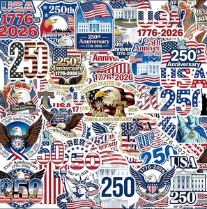 (50pcs) 250th Anniversary Birthday Sticker USA Stickers Merchandise 1776-2026 Statue of Liberty Eagle Independence Day Waterproof Vinyl Sticker for Water Bottle Car Laptop