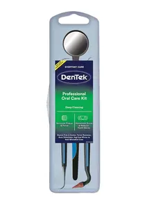 DenTek Professional Oral Care Kit, Multiple Tips, Dental Pick, Scaler, Stimulator, and Dental Mirror Advanced Clean- Portable, White.