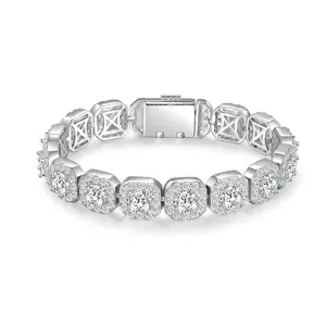 GEMSME Men's 12mm Ice Cube CZ Tennis Bracelet Luxury Cubic Zirconia Bracelet Valentine's Day Wedding Gift