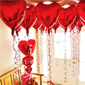 Foil Balloons,LOVE Heart Shape Helium Valentines Wedding Birthday Party Decorations,Approx,45cm,10 pieces(Red)