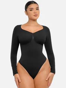 Seamless Long Sleeve Tummy Control Thong Bodysuit