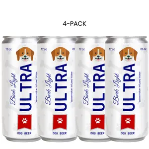 Bark Light Ultra Dog Beer 12oz Cans, 4-Pack | Dog Beverage Inspired by Beer | Yappy Hour Dog Booze | Non-Alcoholic Dog Beverage