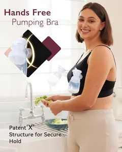 【Summervibes 】Momcozy #Summervibes Hands-Free Pumping & Nursing Bra, Patent-Protected X-Support, 93% Cotton All-Day Comfort, One-Step Nursing Clasp, Fits Spectra Medela Lansinoh Avent & More HF008/YN08 Maternity  Undies Postpartum Outfits