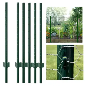 Garvee 6PCS Garden Fence Post 3Ft-Heavy Duty Metal Posts for Fencing, Durable Steel Fence Post Stakes for Farm and Wire Fencing
