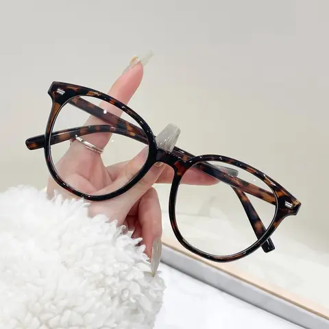 Cute Round Frame Tortoise Pattern Eyeglasses, Trendy Frames, Anti-blue Light Eyeglasses for Women & Men, Fashion Eyeglasses for Work, Perfect for Student Daily Use, Tortoiseshell Glasses, Trending Glasses, Fashion Eyewear