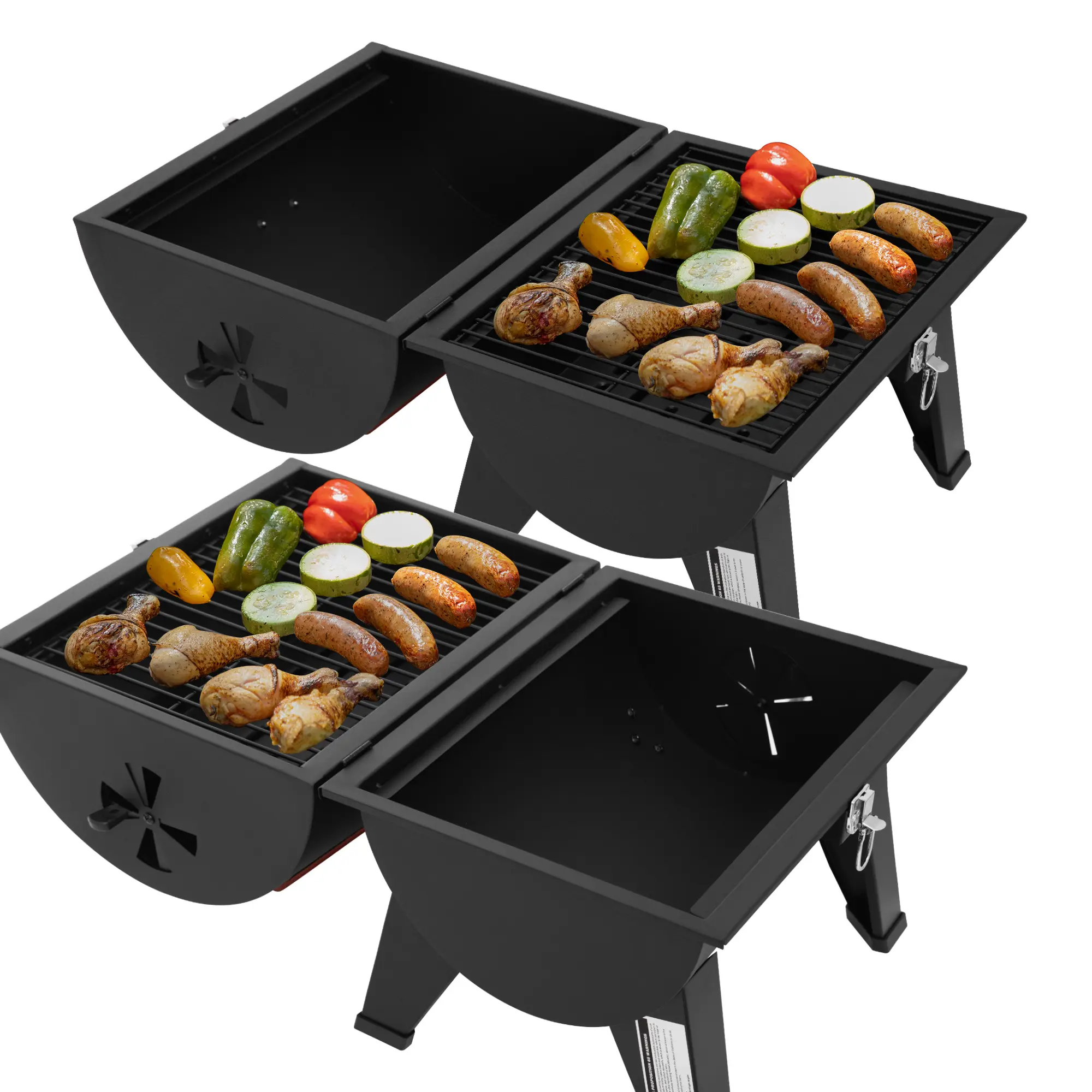Royal Gourmet CC1619 Portable Charcoal Grill, 217 Sq. In. Compact Outdoor BBQ Grill with Dual Cooking Zones, Lid, Adjustable Air Vents & Carry Handle for Camping, Picnic, Beach & Backyard, Black