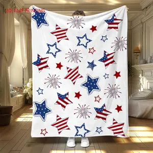 [2D Flat Printing, Not Embroidery] 1pc of Flat Digital-printed Blanket, Suitable for The Star Pattern Small Cover Blanket, Afternoon Nap Blanket. Ideal Birthday, Mother's Day, Valentine's Day or Independence Day Gift., 2D Flat