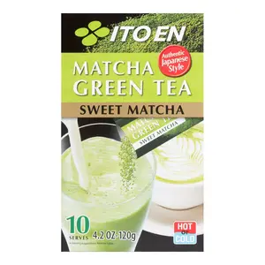 ITO EN Matcha Green Tea Powder Sticks - Sweetened Japanese Ceremonial Grade, 10 Sachets (120g) - Instant Healthy Beverage for Lattes, Smoothies, Baking