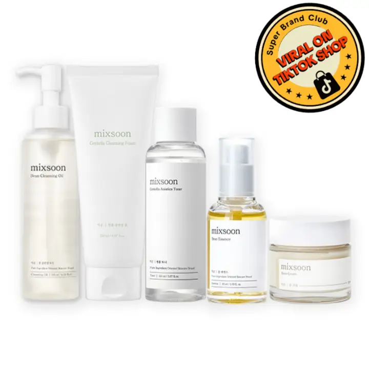 [mixsoon Official Shop] Glass Skin Essential Skincare Routine Set | Bean Cleansing Oil + Centella Cleansing Foam + Centella Asiatica Toner + Bean Esse