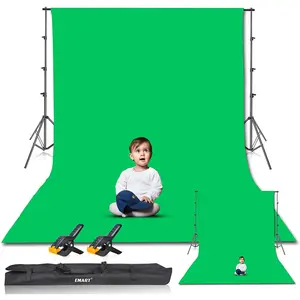 EMART Photo Video Studio 8.5 X 10Ft Green Screen Backdrop Stand Kit, Photography Background Support System with 10 X12Ft 100% Cotton Muslin Chromakey Backdrop EMART EMART
