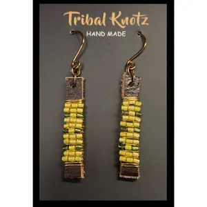 Leather Stick Earrings- Yellow