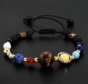 Chalice of Casamajor 8 Planets Alloy Bracelet, Natural Stone Bead Bracelet Mercury, Venus, Earth, Mars, Jupiter, Saturn, Uranus, Neptune