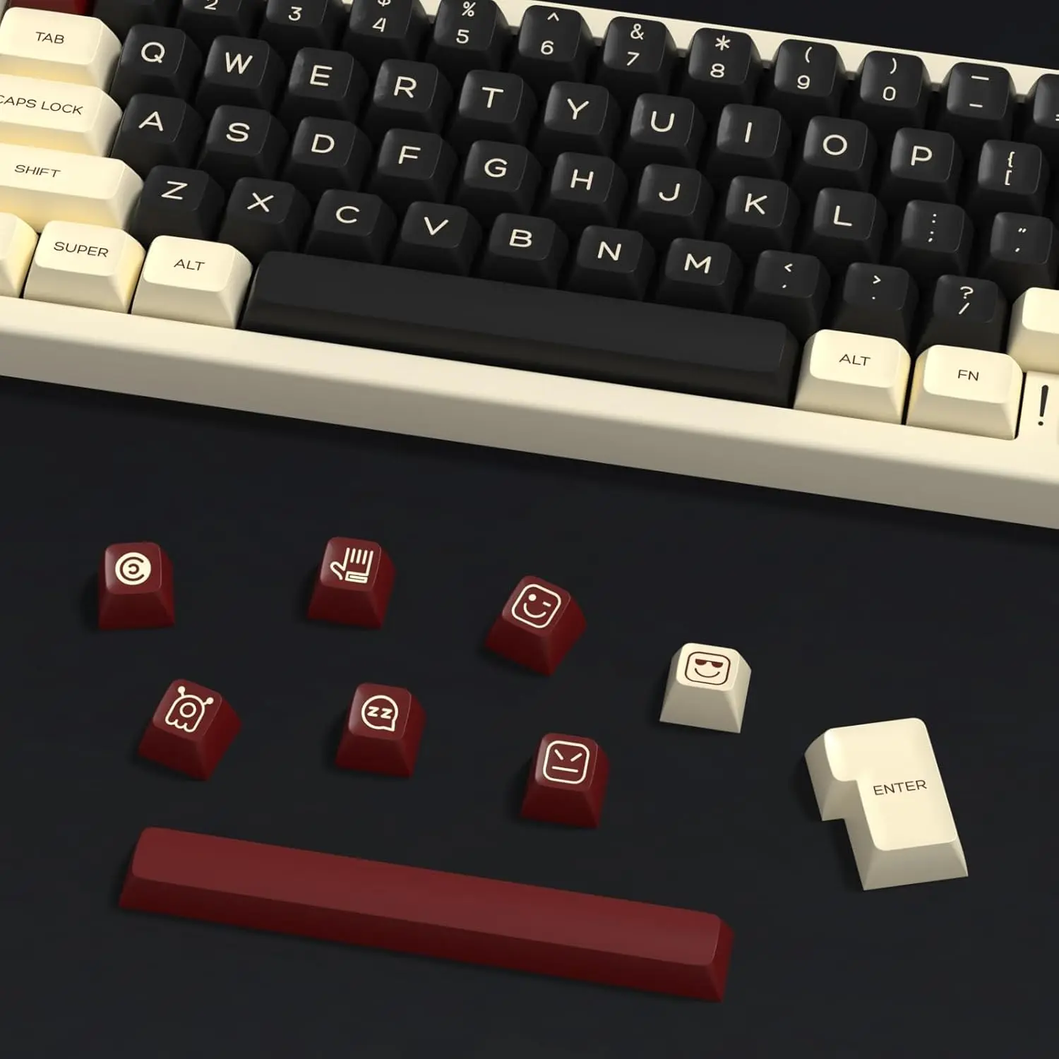 SA Profile Clone Rome-Style PBT Dual-Color 160-Key Black White Custom Keycap Set, Minimalist Style, Designed for 60% Retro Keyboards, Compatible with 61/64/68/84/87/100/104/108 Mechanical Computer Keyboards