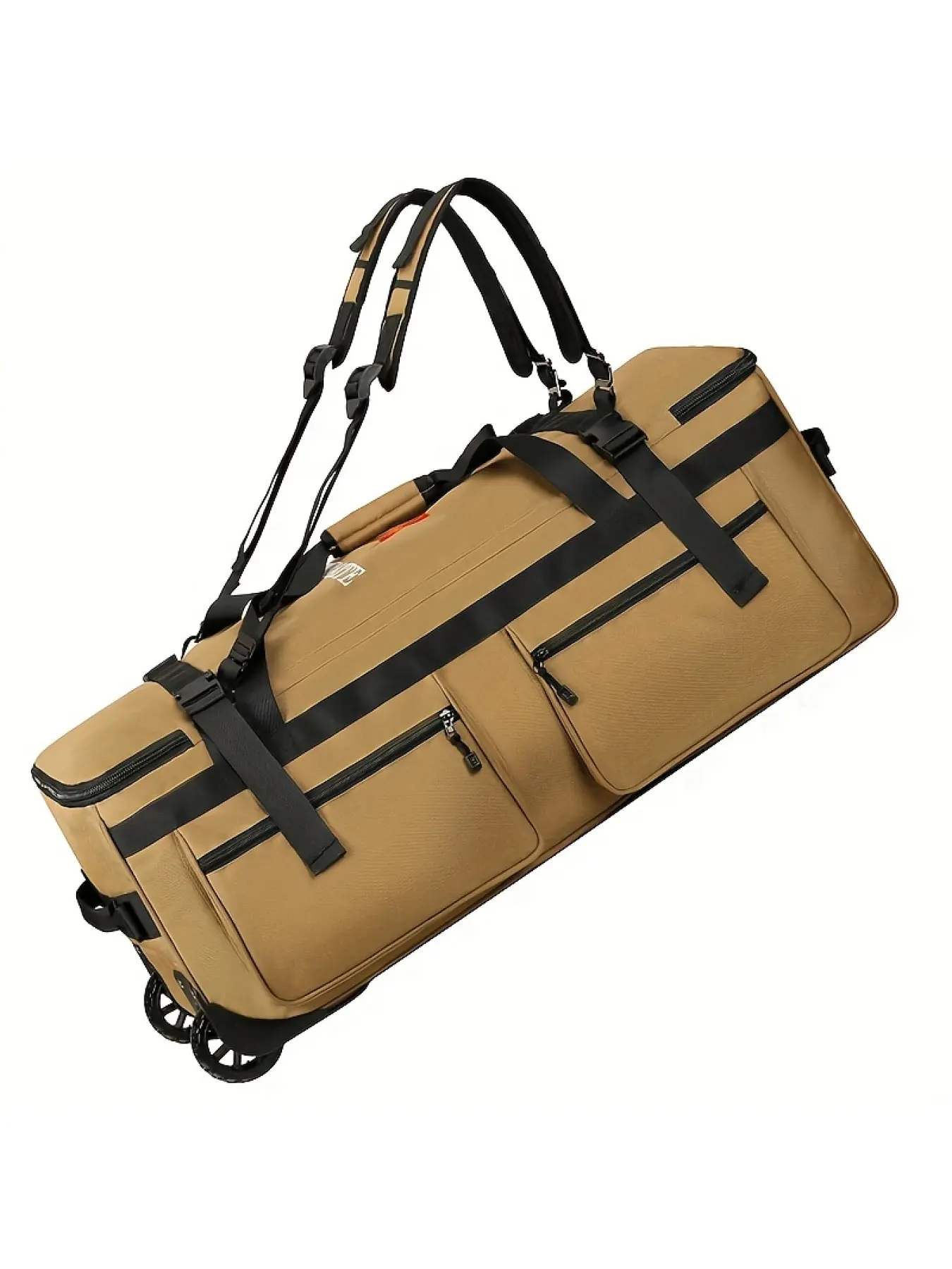 Extra-large storage bag, Travel duffel bag, extra-large travel rolling suitcase, multi-functional multi-pocket hiking backpack, heavy-duty travel bag with 2 wheels, can be worn as a shoulder bag, crossbody bag, backpack, or dragged, with buckle fastening