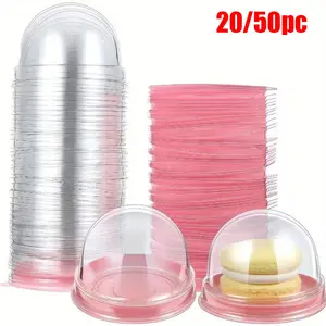 20/50pc reusable mini-dessert cake box, with transparent design, round top, and Lid, is an ideal choice for packaging cakes, and also a gift for Christmas, Halloween, Valentine's Day, weddings, birthdays and other occasions