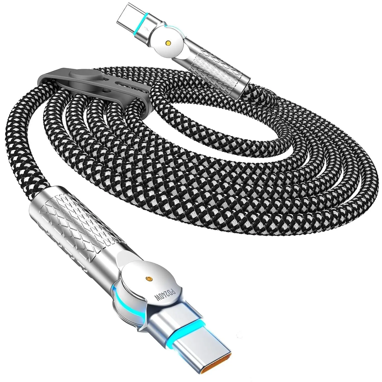 USB C to USB C  10FT 240W, 180Rotating USB C  Braided Type C Charger  Fast Charge for  16/16Pro/16Plus/16ProMax,MacBook Air,iPad Pro,Pixel, Galaxy S23/S24 Ultra-Black