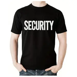 Men's and Cotton Security Graphic T-Shirt - Short Sleeve Crew Neck Casual Top with Security Print, Regular Fit for Daily Wear, Gym, Office - All-Season Comfortable Black Shirt (Machine Washable)