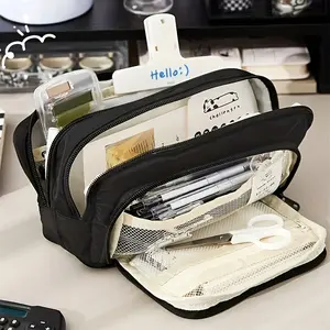 1Pc Large Canvas Pencil Case - Spacious Portable Storage Bag, ideal gift for school, Writing Stationery, office supplies, students, professionals, men and women