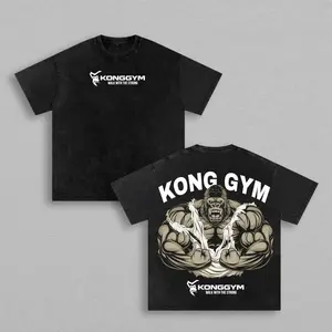 Kong Gym Ripped Gorilla Oversized Washed T-Shirt - Men’s Workout Fitness Shirt